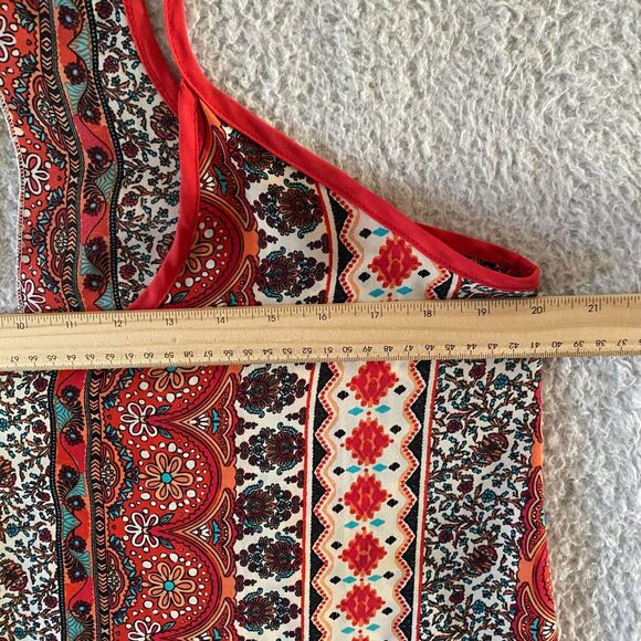 Persaya Tank top Multi Floral Open Back Semi Sheer Blouse Large - Picture 4 of 7